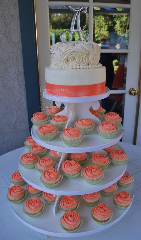 cupcake tiers wedding coral - Google Search: 