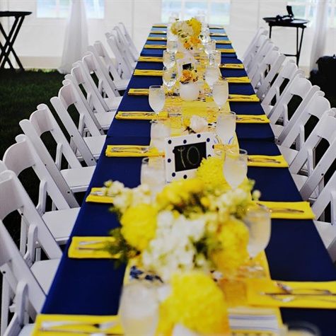 Navy and Yellow Reception Decor: 
