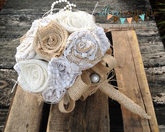 Get your rustic fix with burlap flowers.