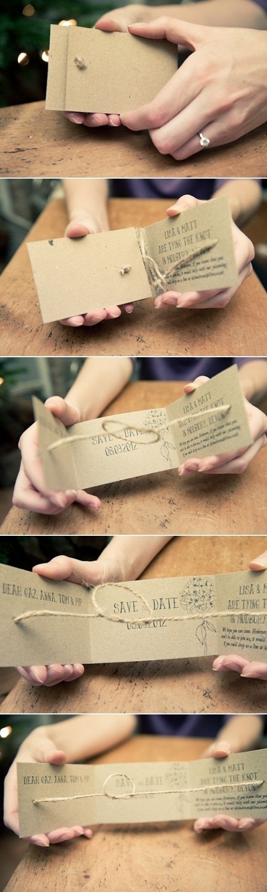 One of the cutest save the date ideas I've seen: Tying the Knot: 